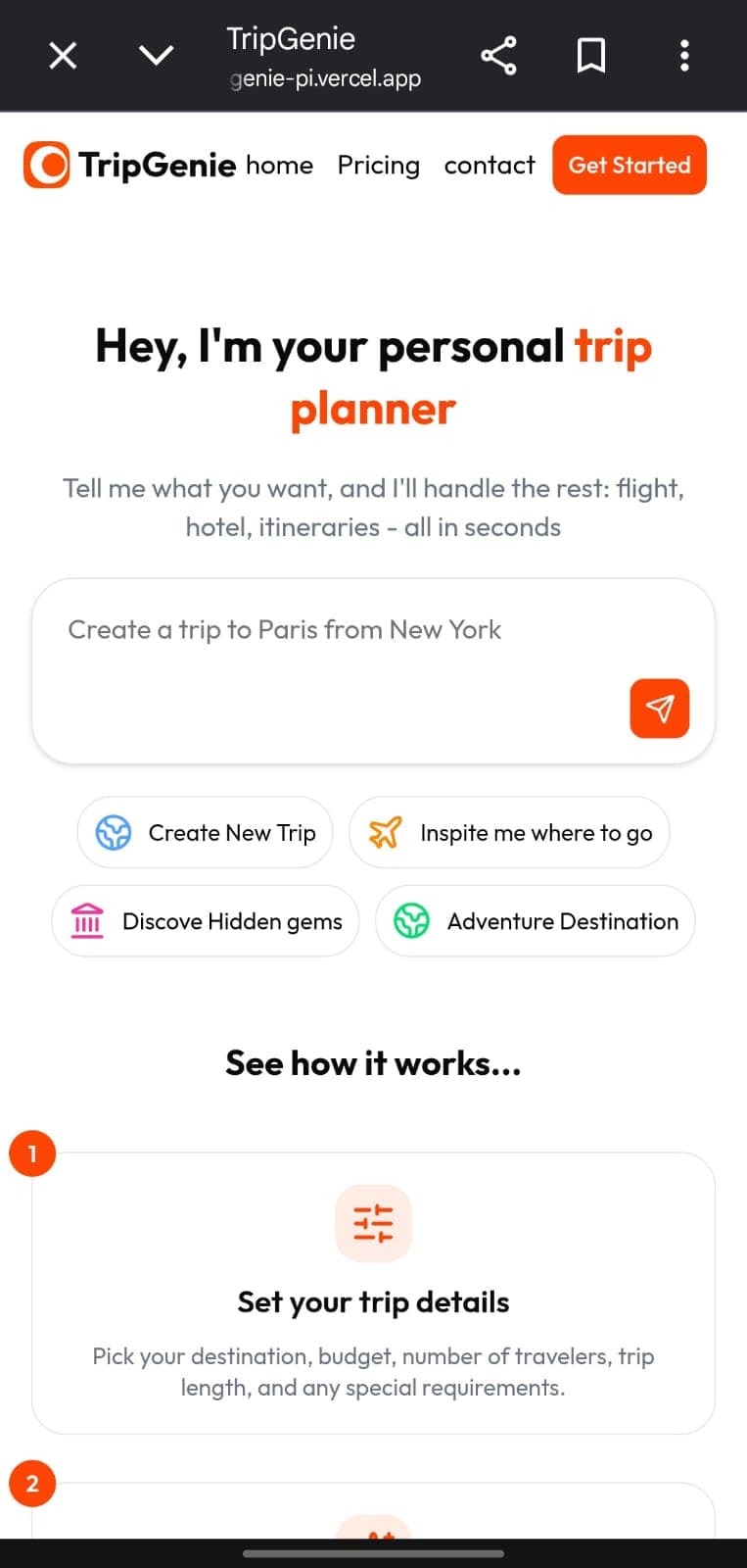 TripGenie mobile